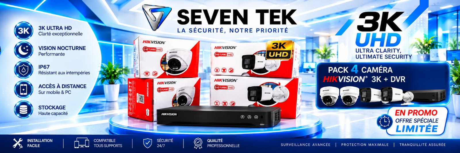 PACK 4 CAMERA HIKVISION+DVR