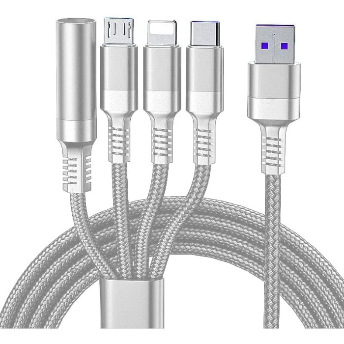 Câble Chargeur 4 En 1 Avec Allume Cigare - Blanc